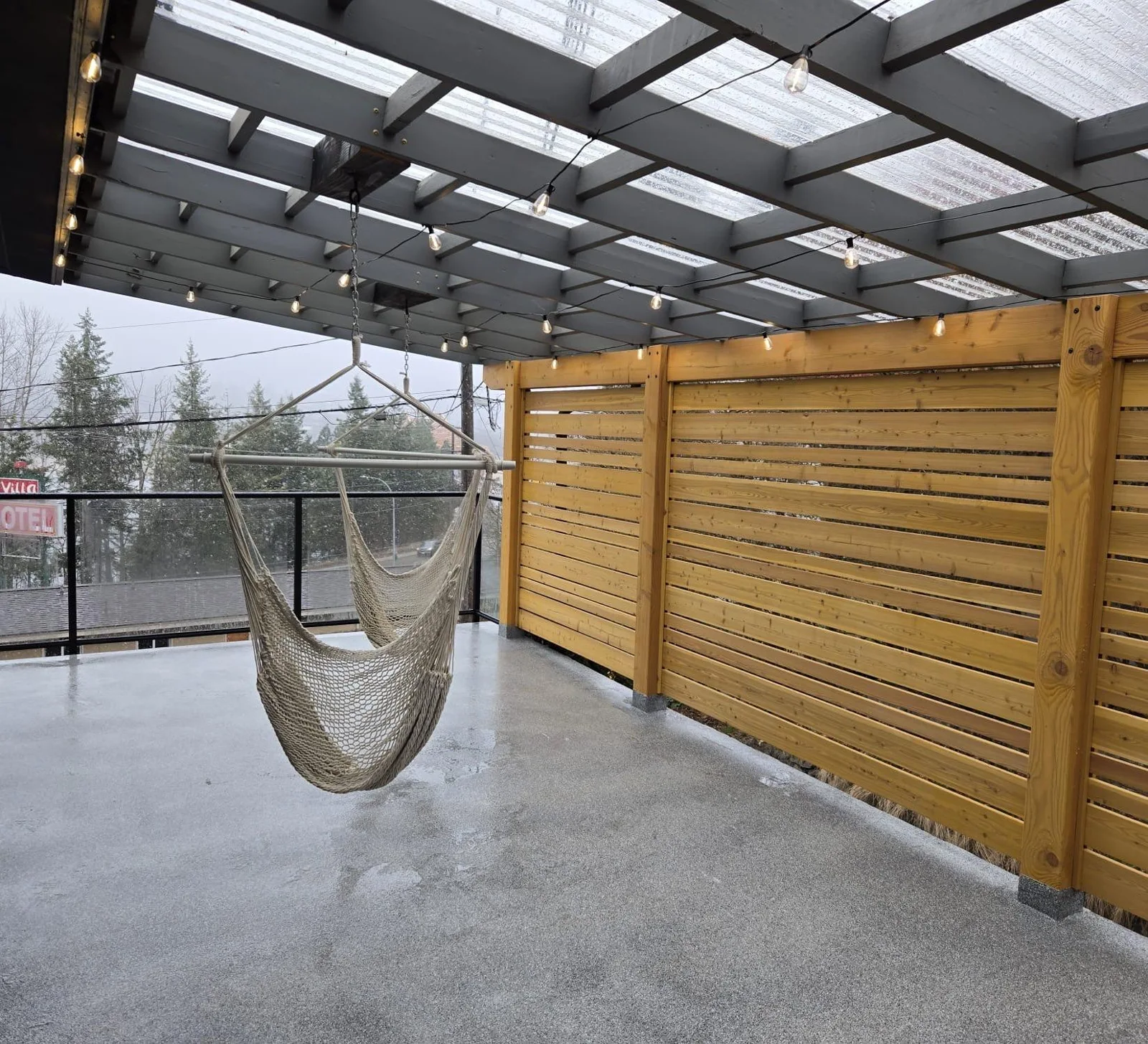 Covered deck with space to relax